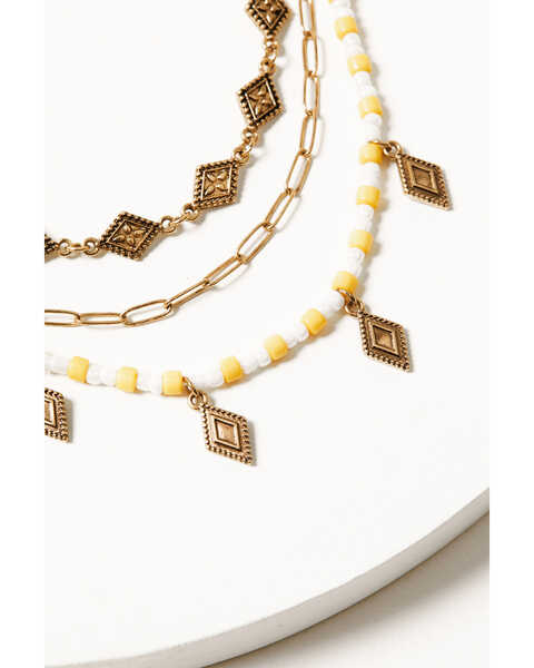 Image #2 - Shyanne Women's Yellow & Gold Beaded Diamond Charm Layered Necklace, Bronze, hi-res