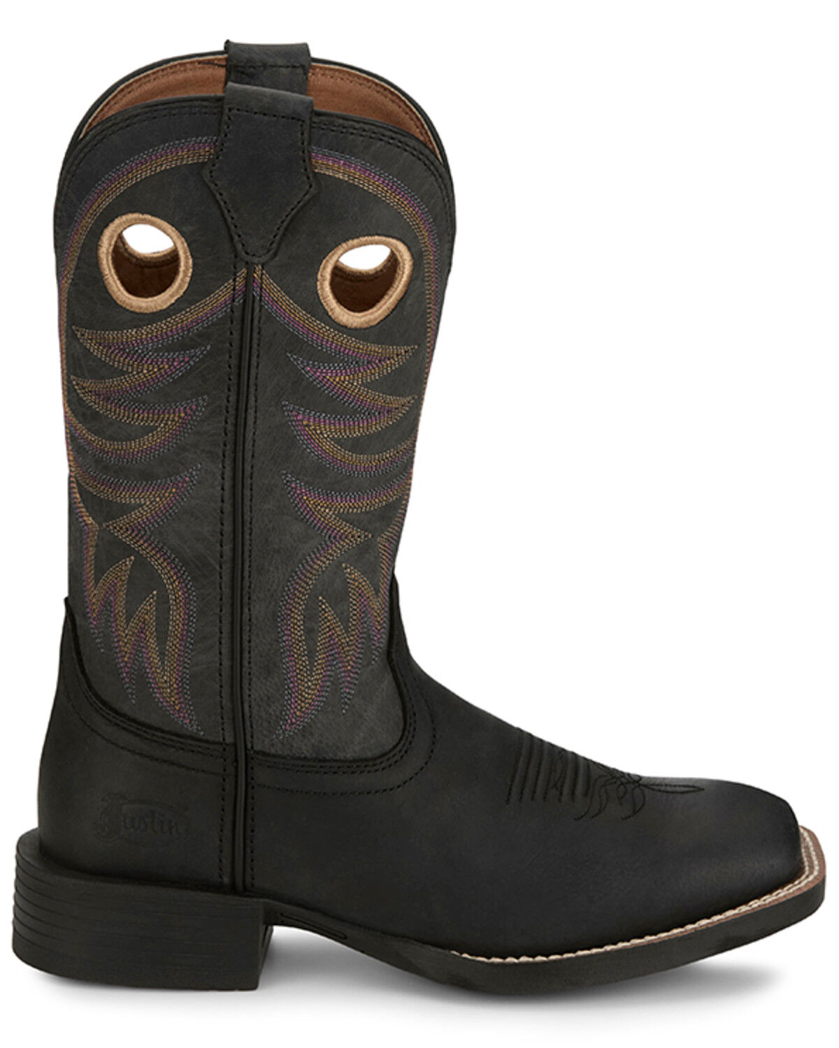 Image #2 - Justin Women's Demeter Western Boots - Broad Square Toe, Black, hi-res