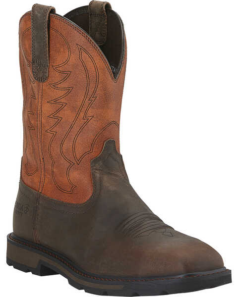Image #1 - Ariat Men's Groundbreaker Work Boots - Steel Toe, Brown, hi-res
