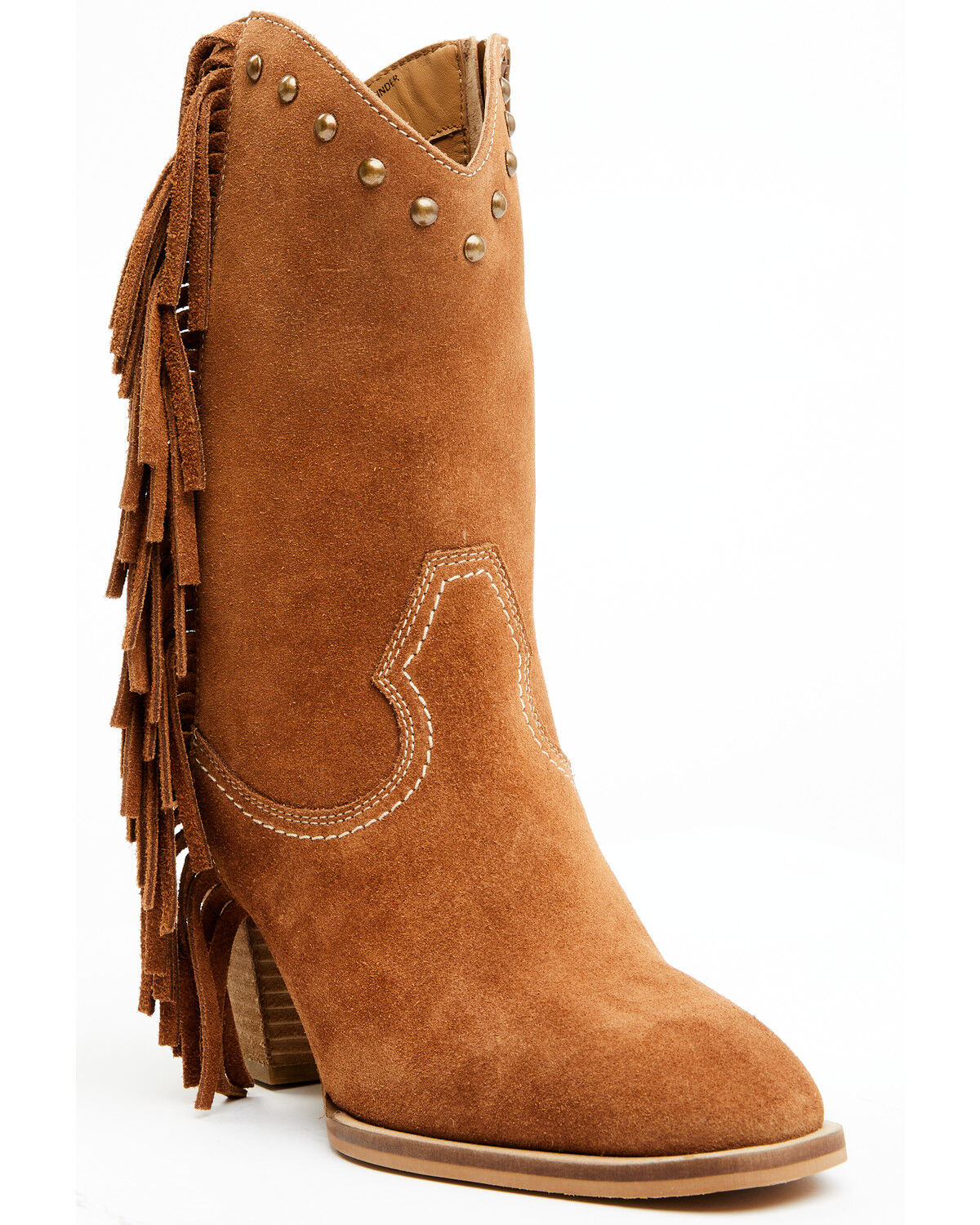 Image #1 - Idyllwind Women's Sidewinder Studded Fringe Suede Fashion Boots - Round Toe, Brown, hi-res