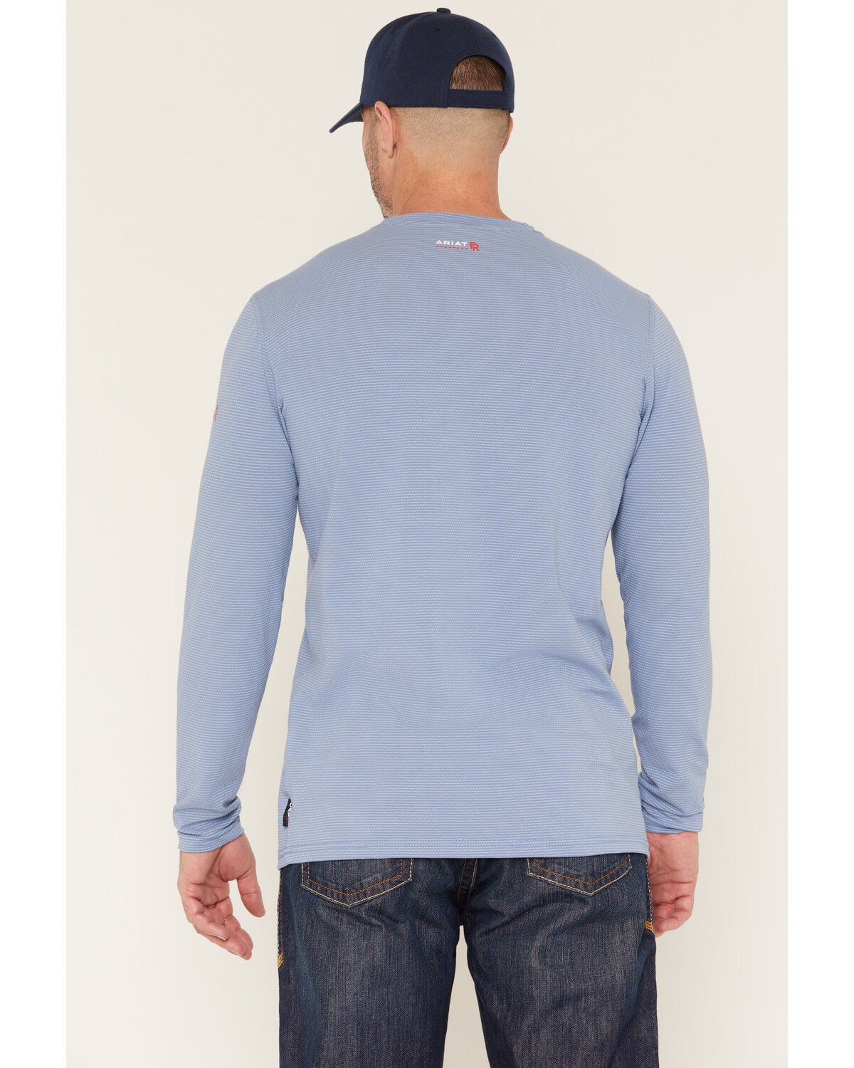 Image #4 - Ariat Men's FR Solid Base Layer Long Sleeve Work Shirt, Medium Blue, hi-res