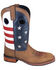 Smoky Mountain Men's Stars and Stripes Western Boots - Wide Square Toe, Distressed Brown, hi-res