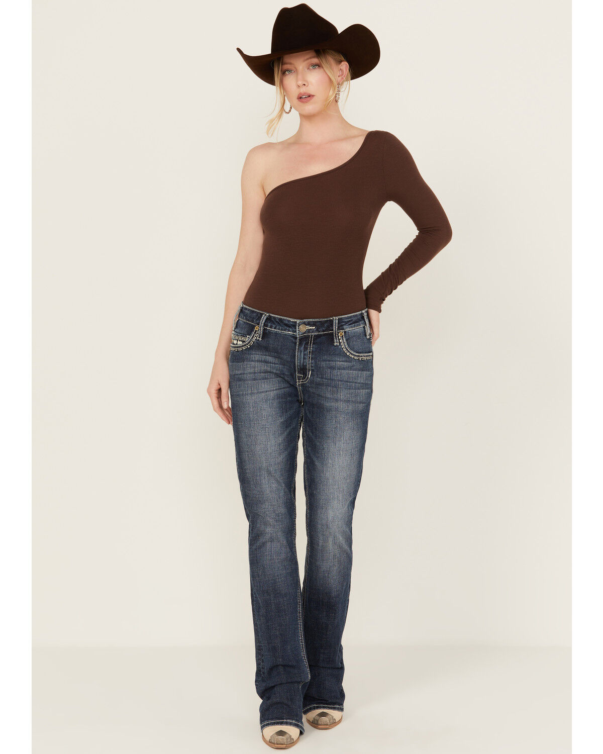 Image #3 - Rock & Roll Denim Women's Medium Wash Mid Rise Steer Head Bootcut Stretch Denim Jeans, Medium Wash, hi-res