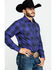 Rock 47 by Wrangler Men's Large Plaid Long Sleeve Western Shirt , Purple, hi-res