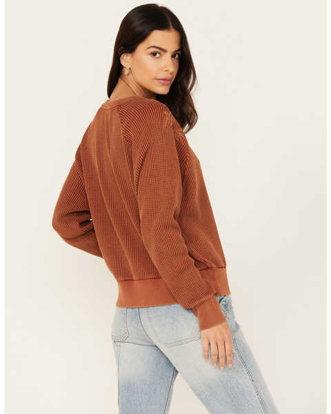 Image #4 - Cleo + Wolf Women's Embroidered Thermal Knit Top, Rust Copper, hi-res