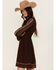 Image #2 - Shyanne Women's Georgette Embroidered Long Sleeve Mini Dress, Chocolate, hi-res