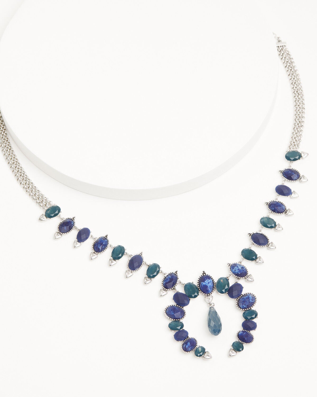 Lainey Wilson Women's Stone Squash Blossom Necklace, Silver, hi-res
