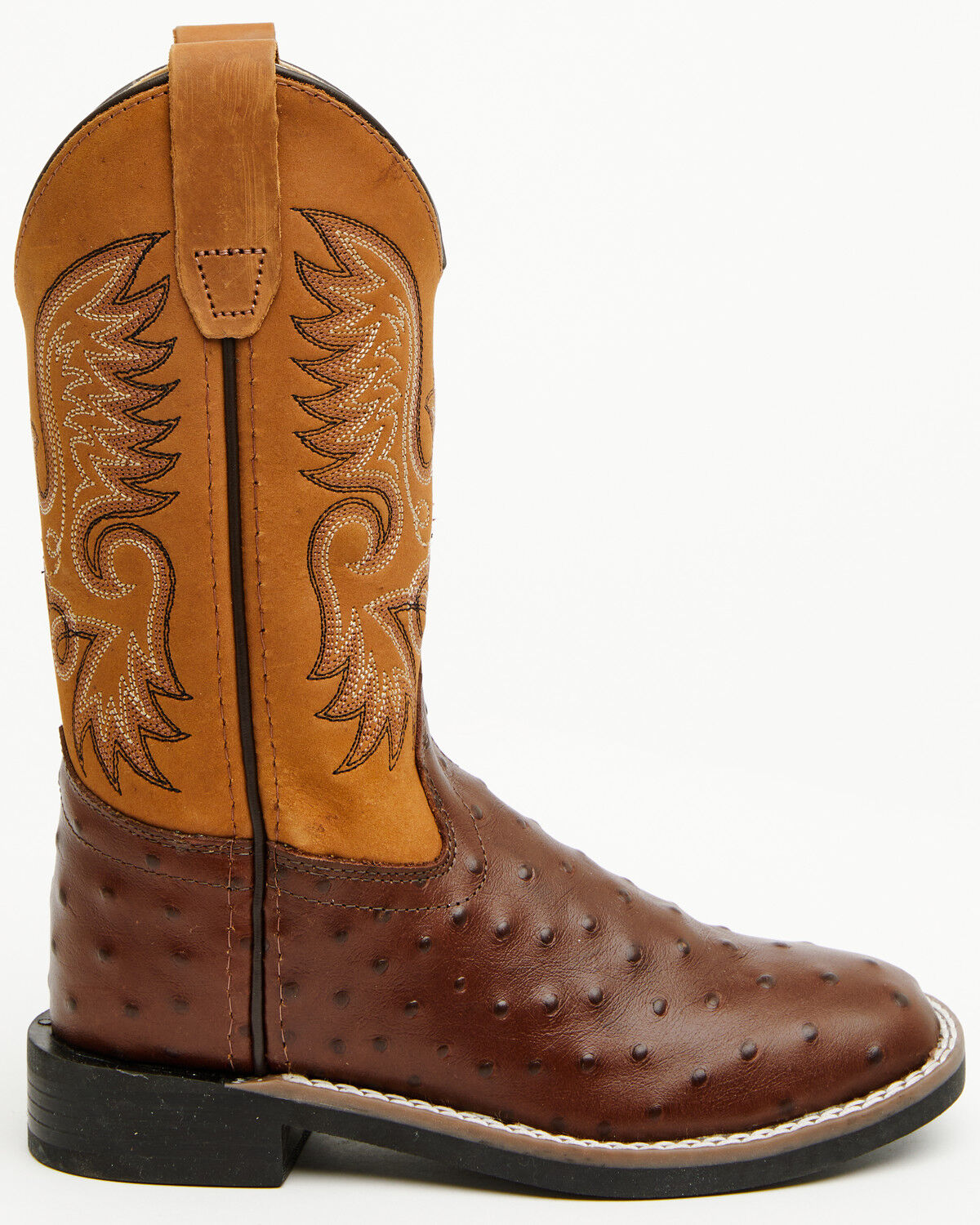Image #2 - Cody James Boys' Dean Ostrich Print Western Boots - Broad Square Toe, Cognac, hi-res