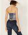 Image #4 - Vibrant Denim Women's Medium Wash Button Up Floral Corset, Medium Wash, hi-res