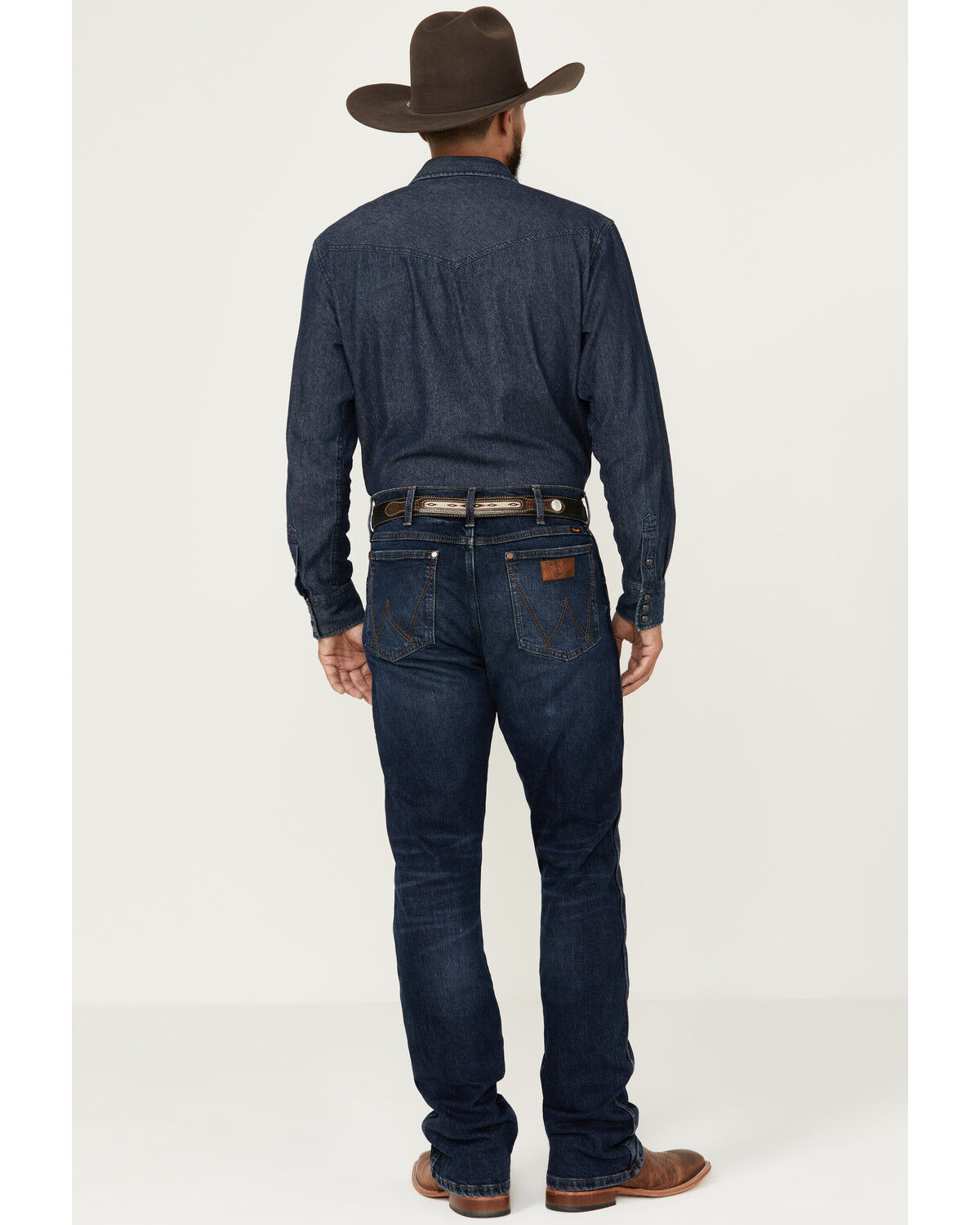 Image #3 - Wrangler Retro Men's Fenholloway Dark Wash Slim Bootcut Stretch Premium Green Jeans, Dark Wash, hi-res