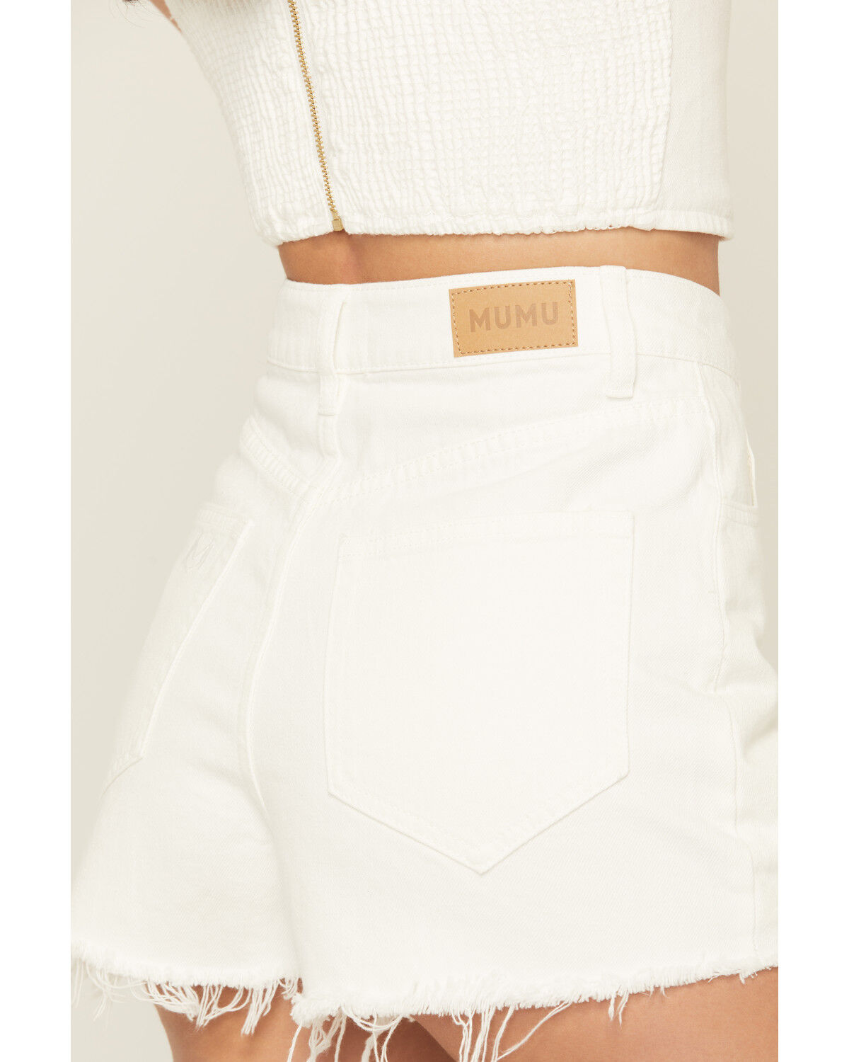 Image #4 - Show Me Your Mumu Women's Statesboro Denim Mini Skort, White, hi-res