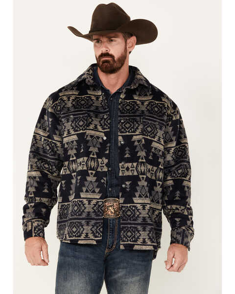 Outback Trading Co Men's Hudson Southwestern Print Snap Jacket, Grey, hi-res