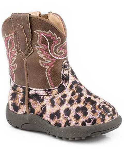 Image #1 - Roper Infant Girls' Glitter Leopard Poppet Boots - Round Toe, Pink, hi-res