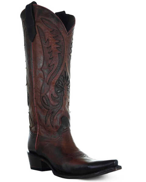 Corral Women's Inlay Tall Western Boots - Snip Toe , Bronze, hi-res