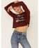 Image #1 - Shyanne Women's Horses Keep Me Stable Graphic Cropped Thermal Shirt, Chocolate, hi-res