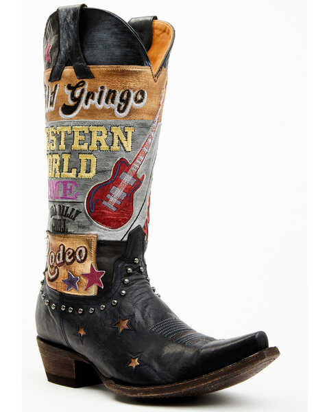 Old Gringo Women's Paradise Vesuvio Embroidered Tall Western Boots - Snip Toe, Blue/silver, hi-res