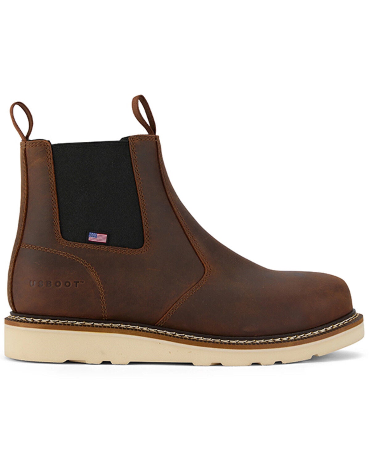 Image #2 - US Boot Men's Logan 6" Chelsea Work Boots - Composite Toe, Brown, hi-res