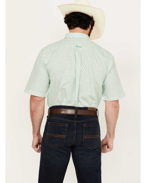 Image #4 - Ariat Men's Dimitri Geo Print Short Sleeve Button-Down Western Shirt - Big , Light Green, hi-res