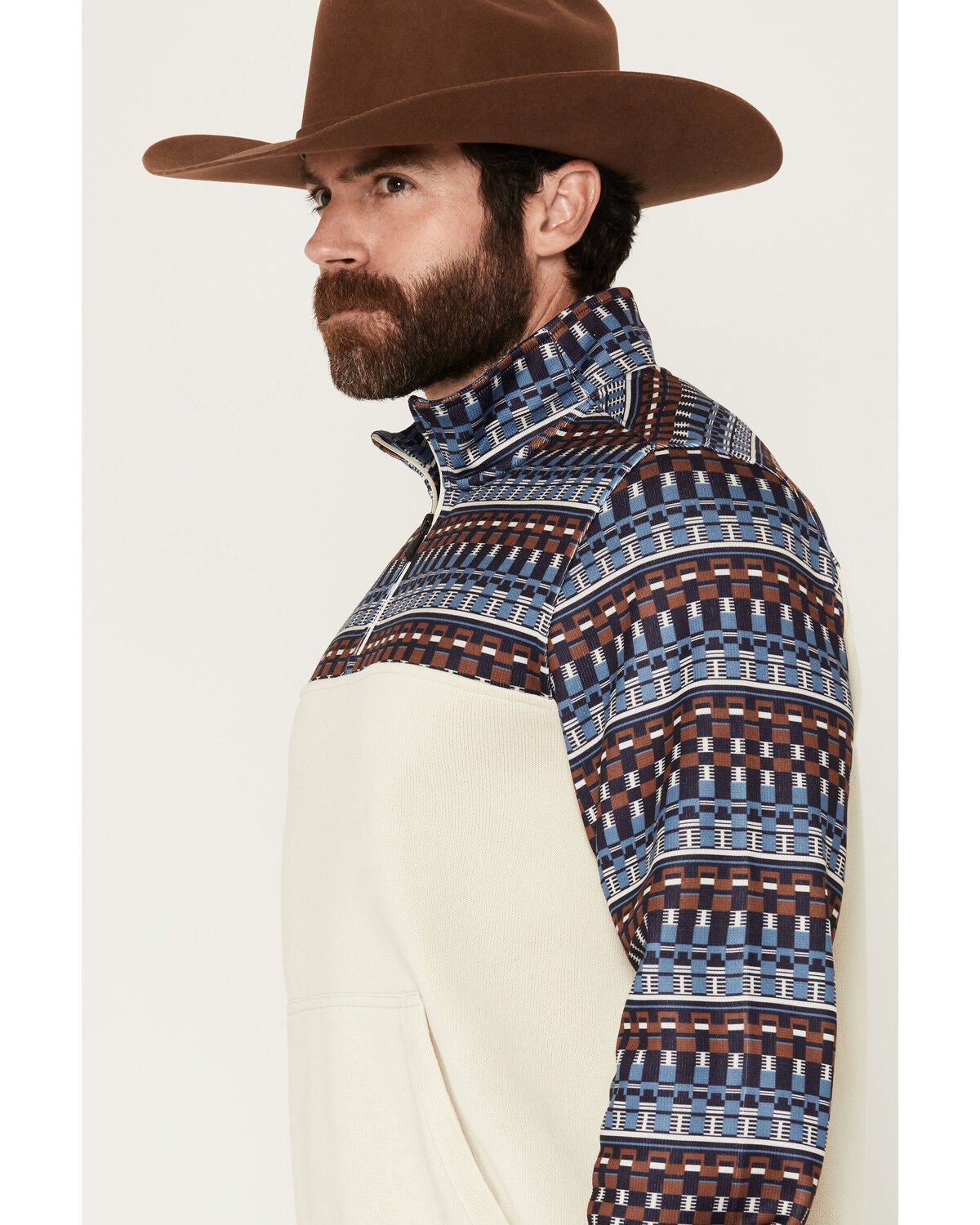 Image #2 - RANK 45&reg; Men's Stripegrove 1/4 Pullover, Sand, hi-res