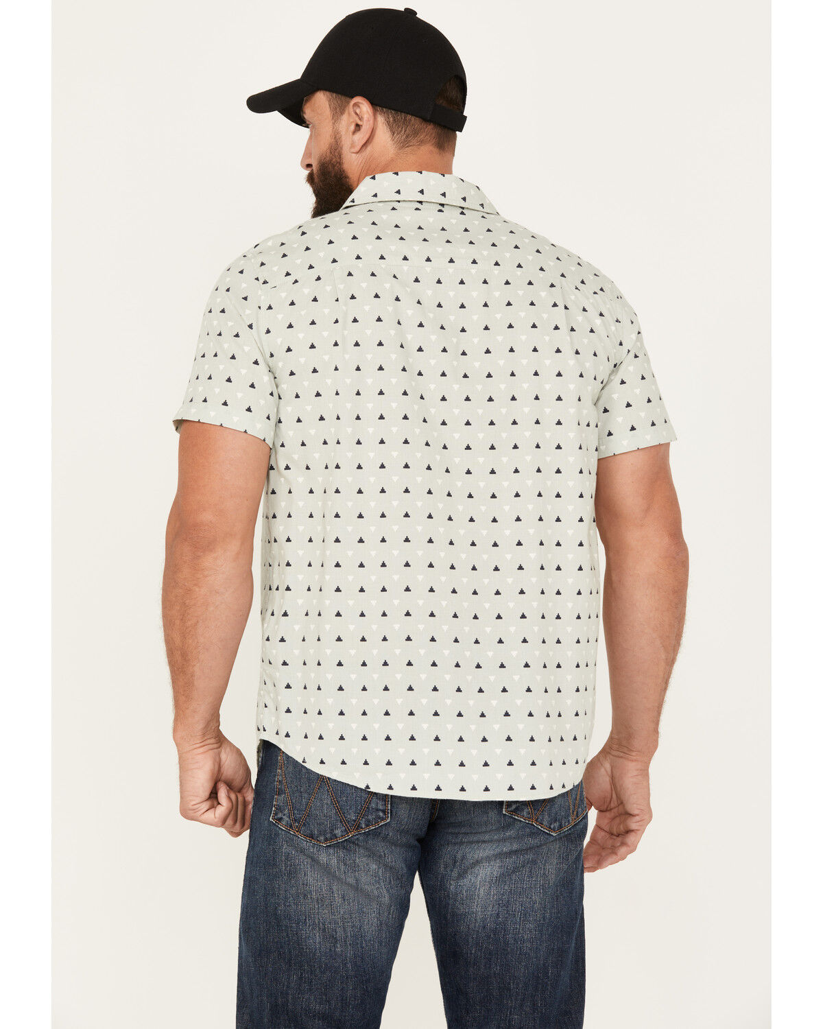 Image #4 - Brixton Men's Charter Geo Print Short Sleeve Stretch Button-Down Shirt, Light Grey, hi-res