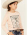Image #2 - Wrangler Girls' Long Live Cowgirls Long Sleeve Graphic Shirt, Pink, hi-res