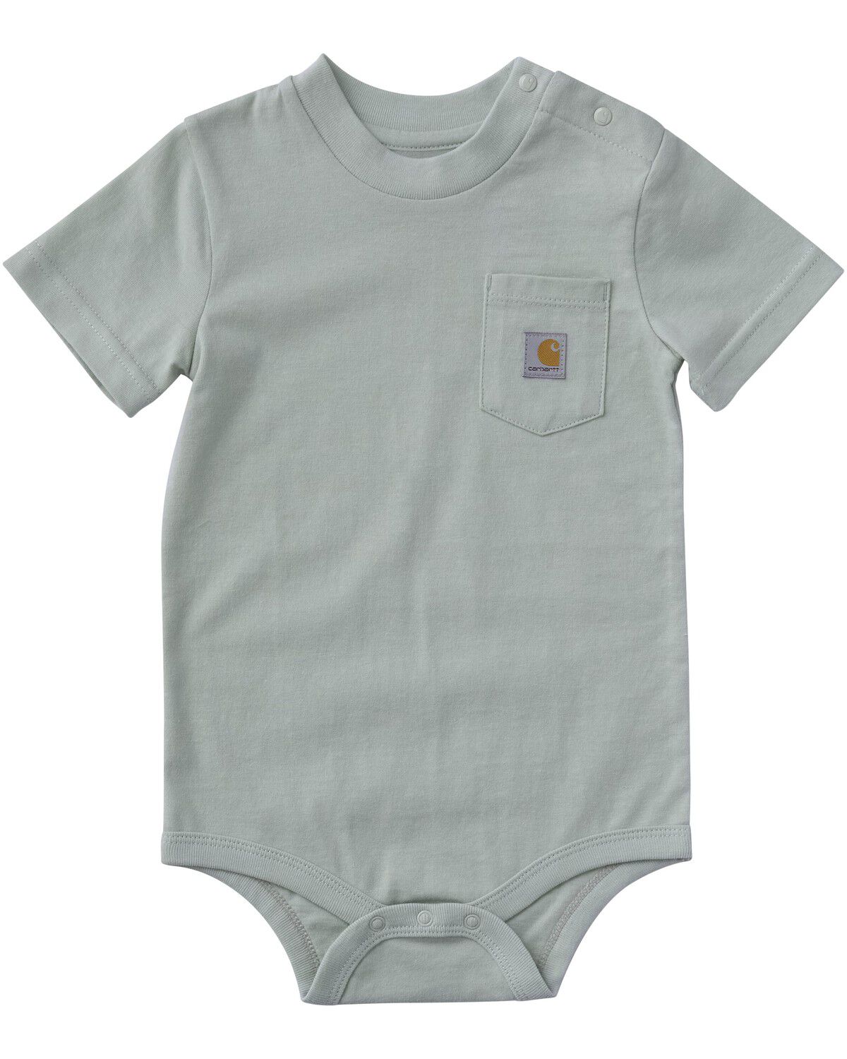 Image #1 - Carhartt Infant Boys' Logo Pocket Short Sleeve Onesie, Light Green, hi-res