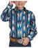 Image #1 - Roper Boys' Southwestern Striped Long Sleeve Snap Western Shirt, Blue, hi-res