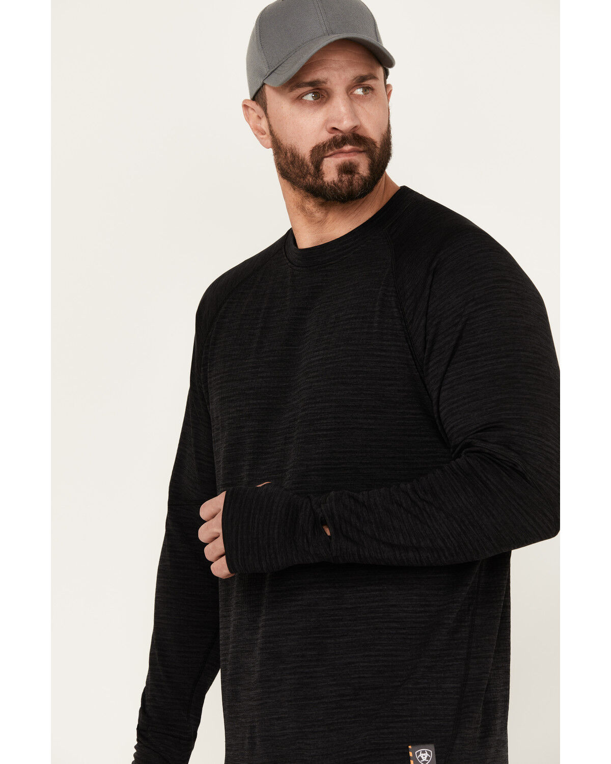 Image #2 - Ariat Men's Rebar Gridwork Long Sleeve Shirt, Black, hi-res