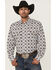 Image #1 - Rodeo Clothing Men's Geo Print Long Sleeve Snap Western Shirt, White, hi-res