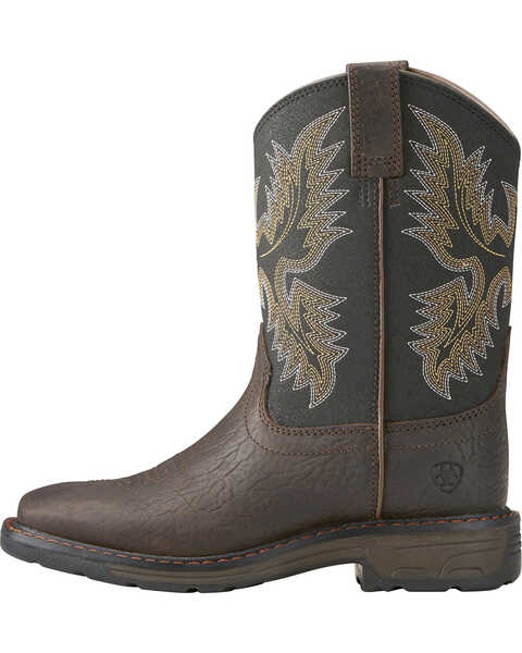 Image #6 - Ariat Boys' WorkHog® Bruin Western Boots - Square Toe, Brown, hi-res