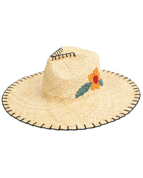 Peter Grimm Women's Delfina Flower Straw Resort Hat , Natural, hi-res