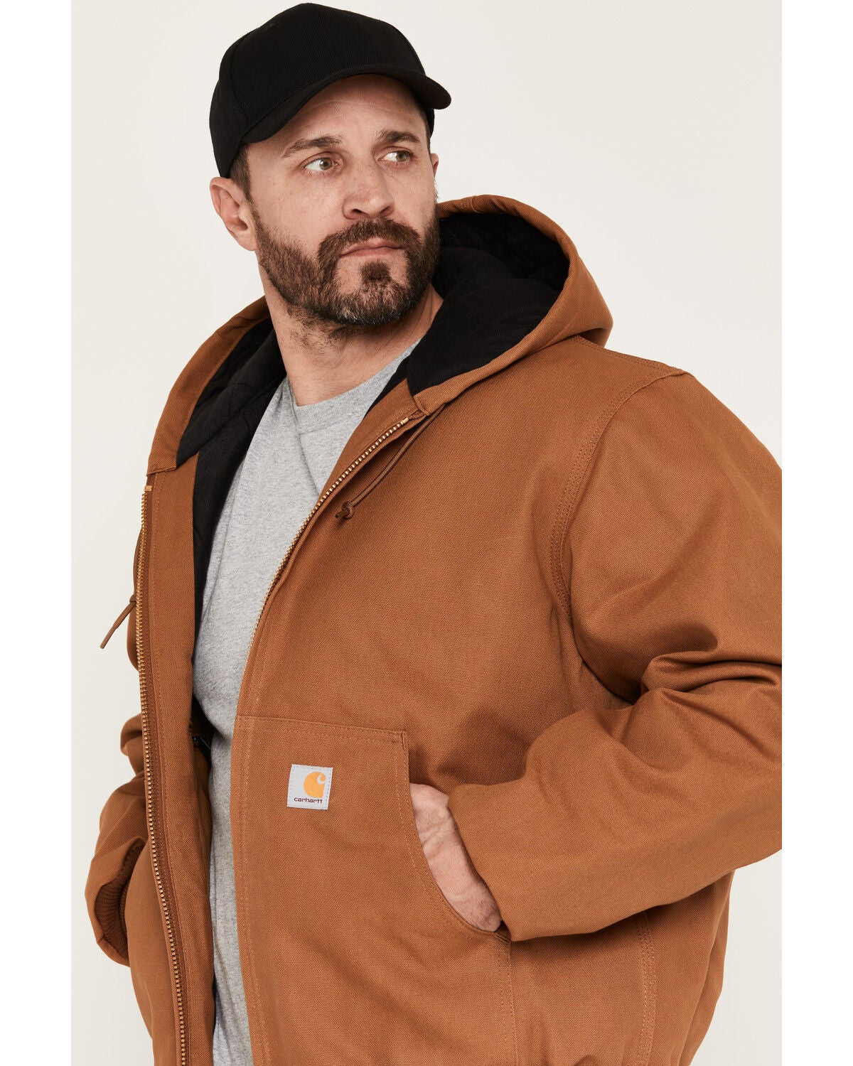 Image #2 - Carhartt Men's Flannel Lined Loose Fit Firm Duck Active Jacket - Big, Brown, hi-res