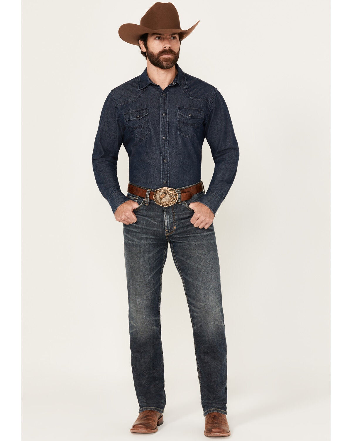 Moonshine Spirit&reg; Men's Pantera Wash Decker Slim Straight Stretch Denim Jeans, Dark Wash, hi-res