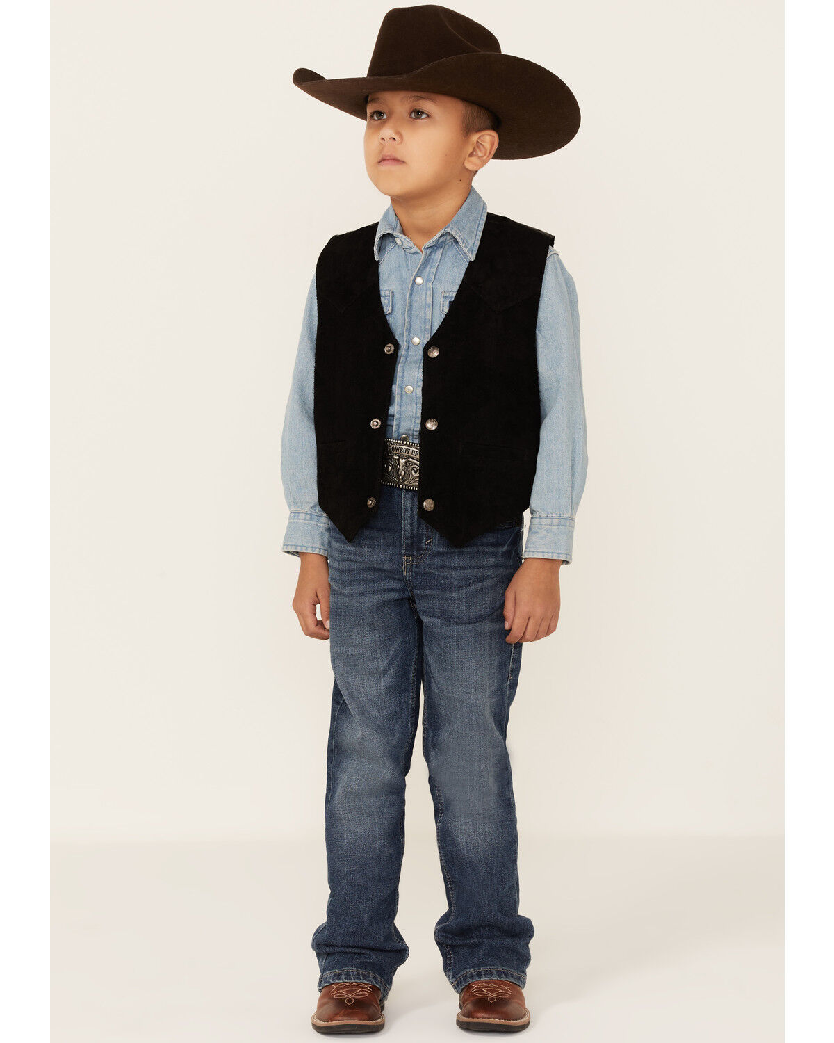 Image #4 - Scully Boys' Boar Suede Vest, Black, hi-res