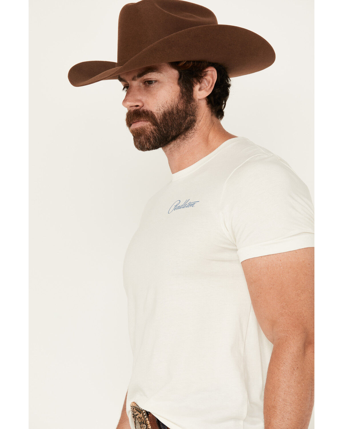 Image #3 - Pendleton Men's Boot Barn Exclusive Pinto Mountains Short Sleeve Graphic T-Shirt, Off White, hi-res