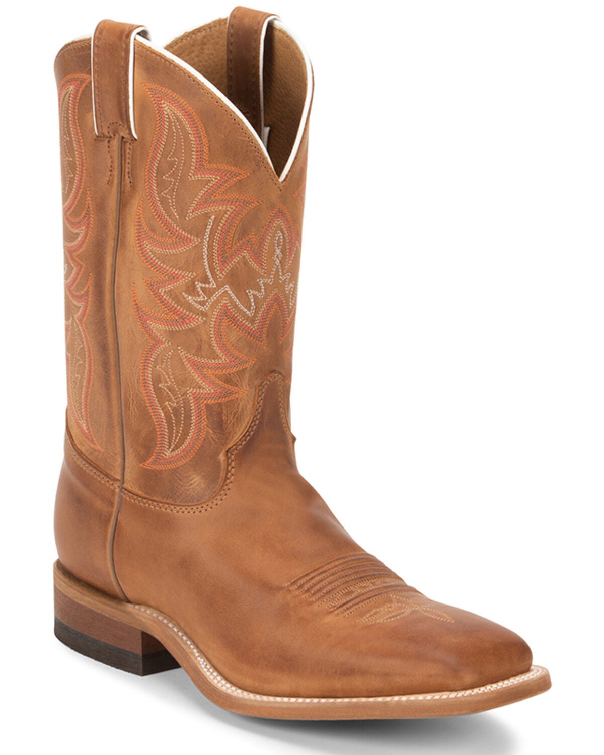 Justin Men's Bent Rail Distressed Western Boots - Broad Square Toe, Brown, hi-res