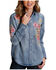 Image #1 - Stetson Women's Blue Denim Embroidered Long Sleeve Button Down Blouse Shirt, Blue, hi-res