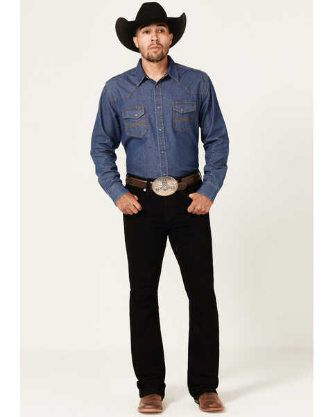 Image #1 - Cody James Men's Night Rider Black Wash Slim Bootcut Stretch Denim Jeans, Black, hi-res