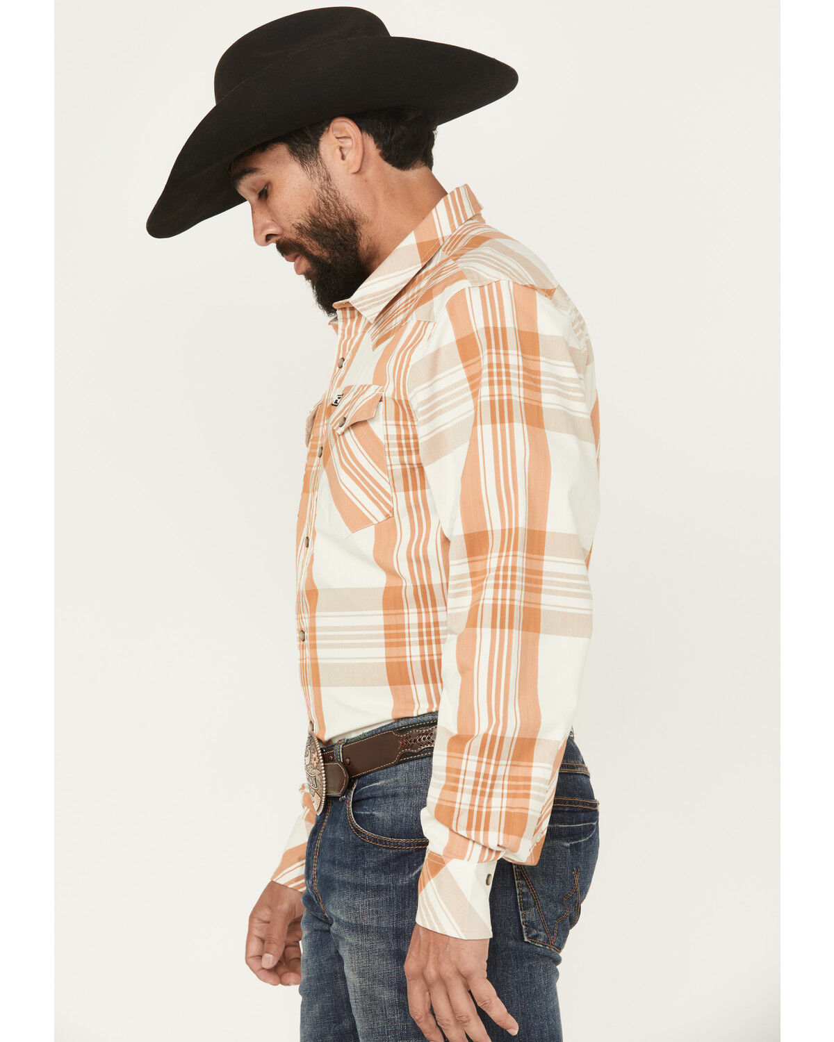 Image #2 - Kimes Ranch Men's Double R Plaid Print Long Sleeve Snap Western Shirt, Brown, hi-res