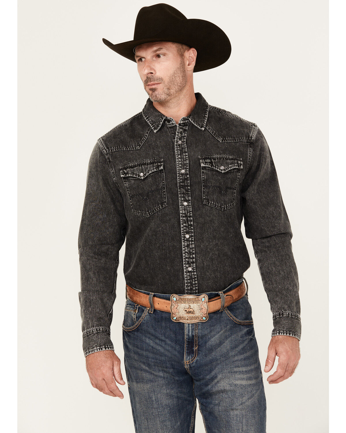 Image #1 - Kimes Ranch Men's Boot Barn Exclusive Durango Long Sleeve Snap Western Shirt, Black, hi-res