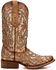 Corral Women's Orix Glitter Inlay & Studded Western Boots - Square Toe, Brown, hi-res