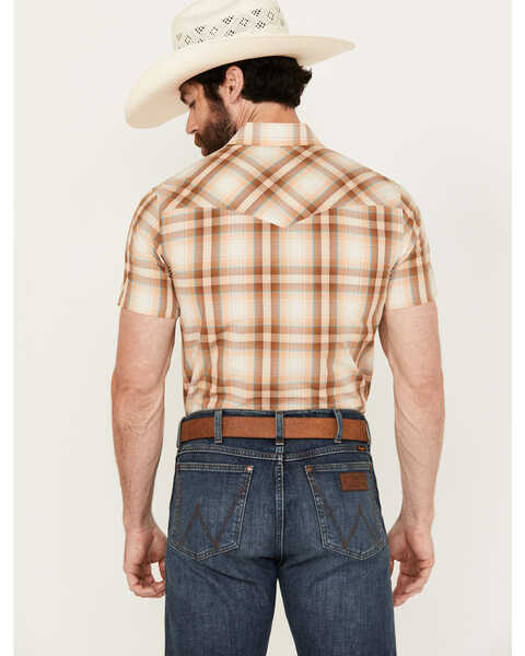 Image #4 - Pendleton Men's Frontier Plaid Print Short Sleeve Snap Western Shirt, Tan, hi-res