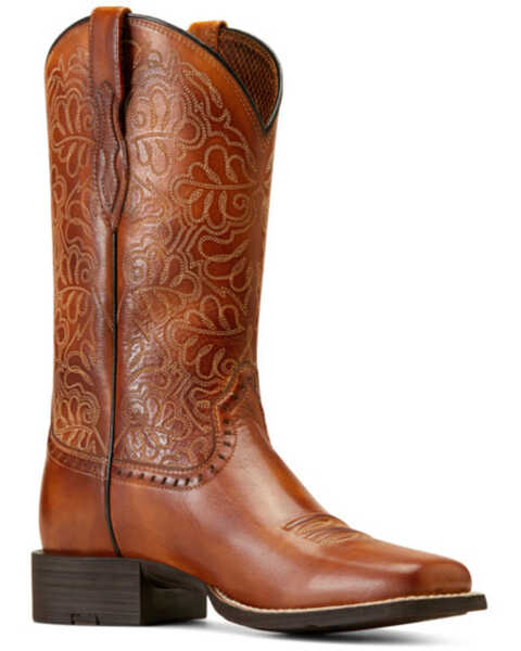 Ariat Women's Round Up Remuda Performance Western Boots - Broad Square Toe, Brown, hi-res