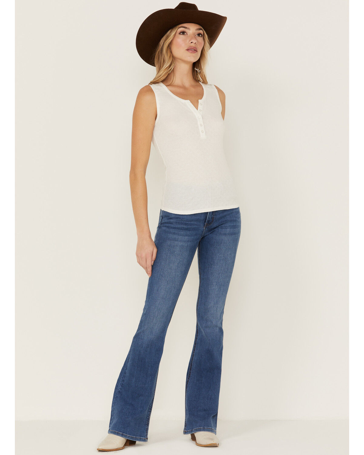 Image #4 - Idyllwind Women's Hillside Road Henley Tank, Ivory, hi-res