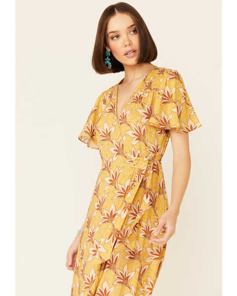 Image #4 - Band Of The Free Women's Floral Amelie Dress, Mustard, hi-res