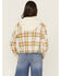 Image #4 - Cleo + Wolf Women's Cropped Flannel Hooded Shacket, Sand, hi-res