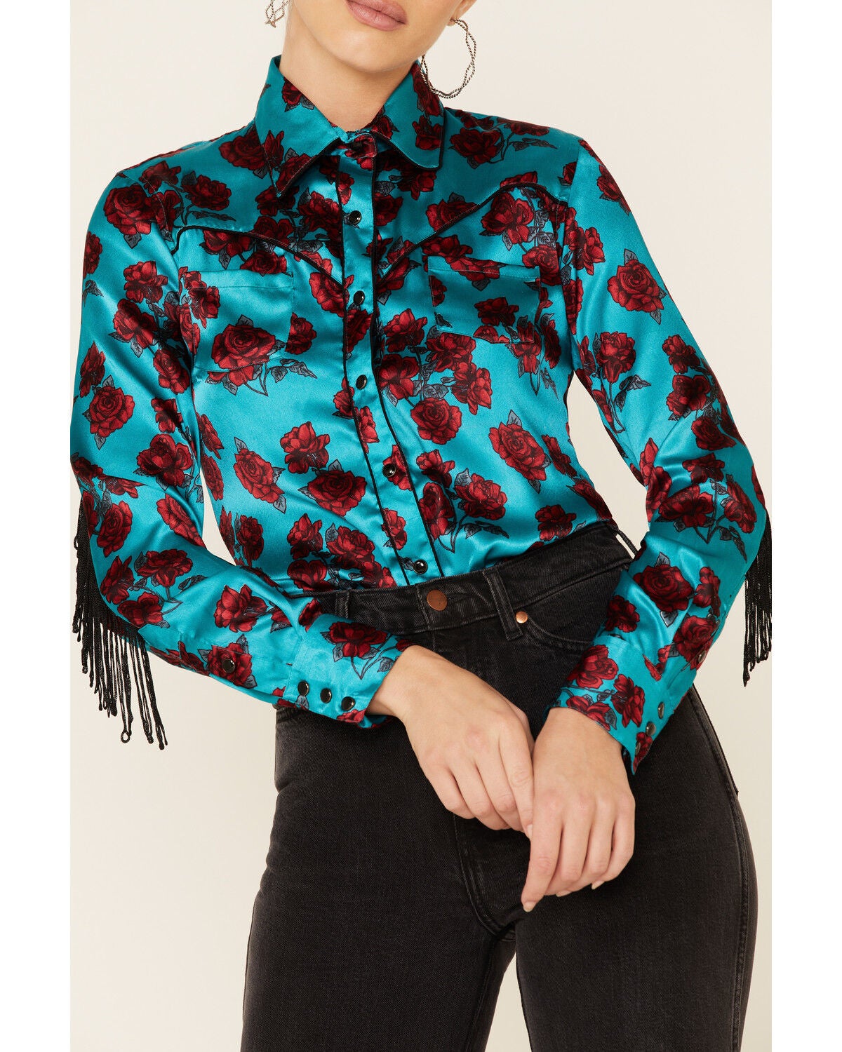 Fringe Long Sleeve Western Shirt 