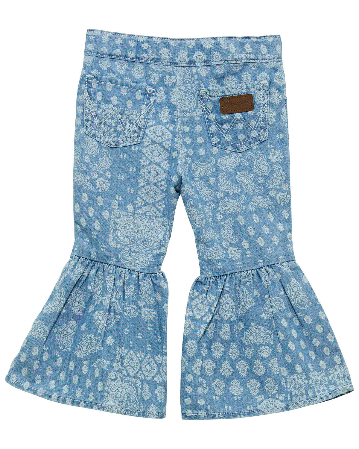 Image #1 - Wrangler Infant Girls' Light Wash Bandana Print Flare Denim Jeans, Light Wash, hi-res