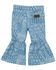 Image #1 - Wrangler Infant Girls' Light Wash Bandana Print Flare Denim Jeans, Light Wash, hi-res
