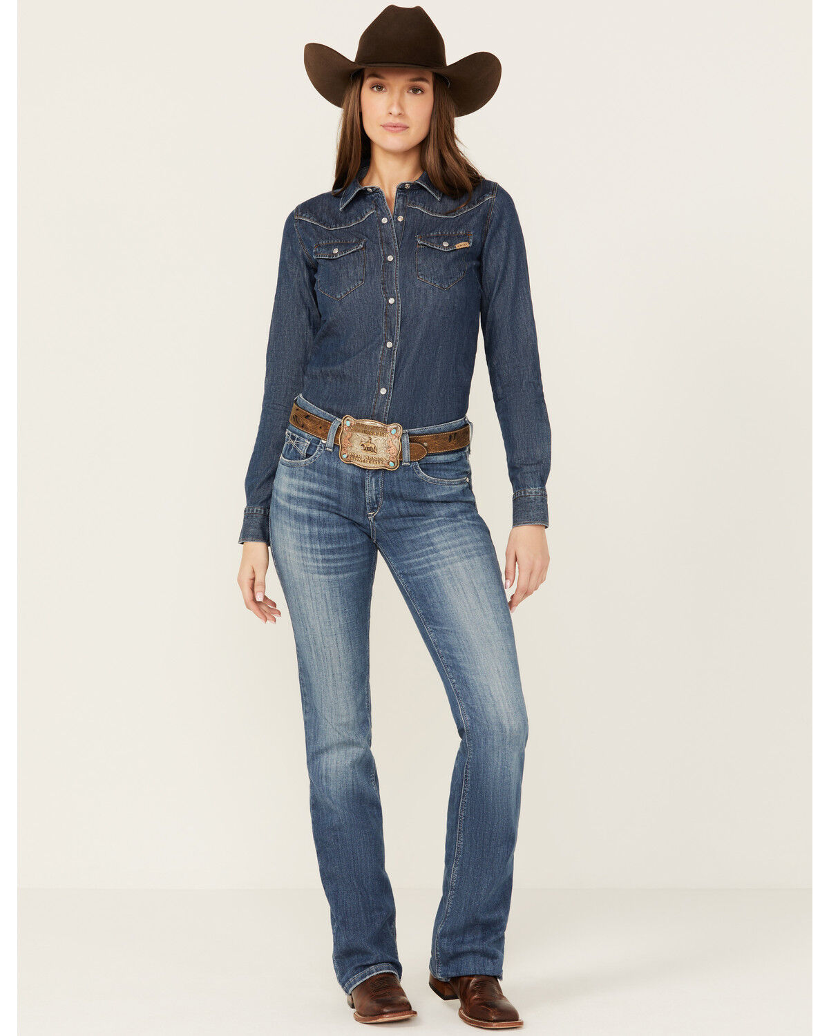 Image #1 - Ariat Women's Malaysia Dark Wash Perfect Rise Annie Stretch Bootcut Jeans, Dark Wash, hi-res